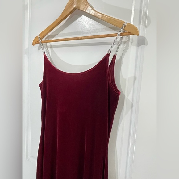 Red floor length velour dress M Studio Vintage Size S M - Picture 1 of 15